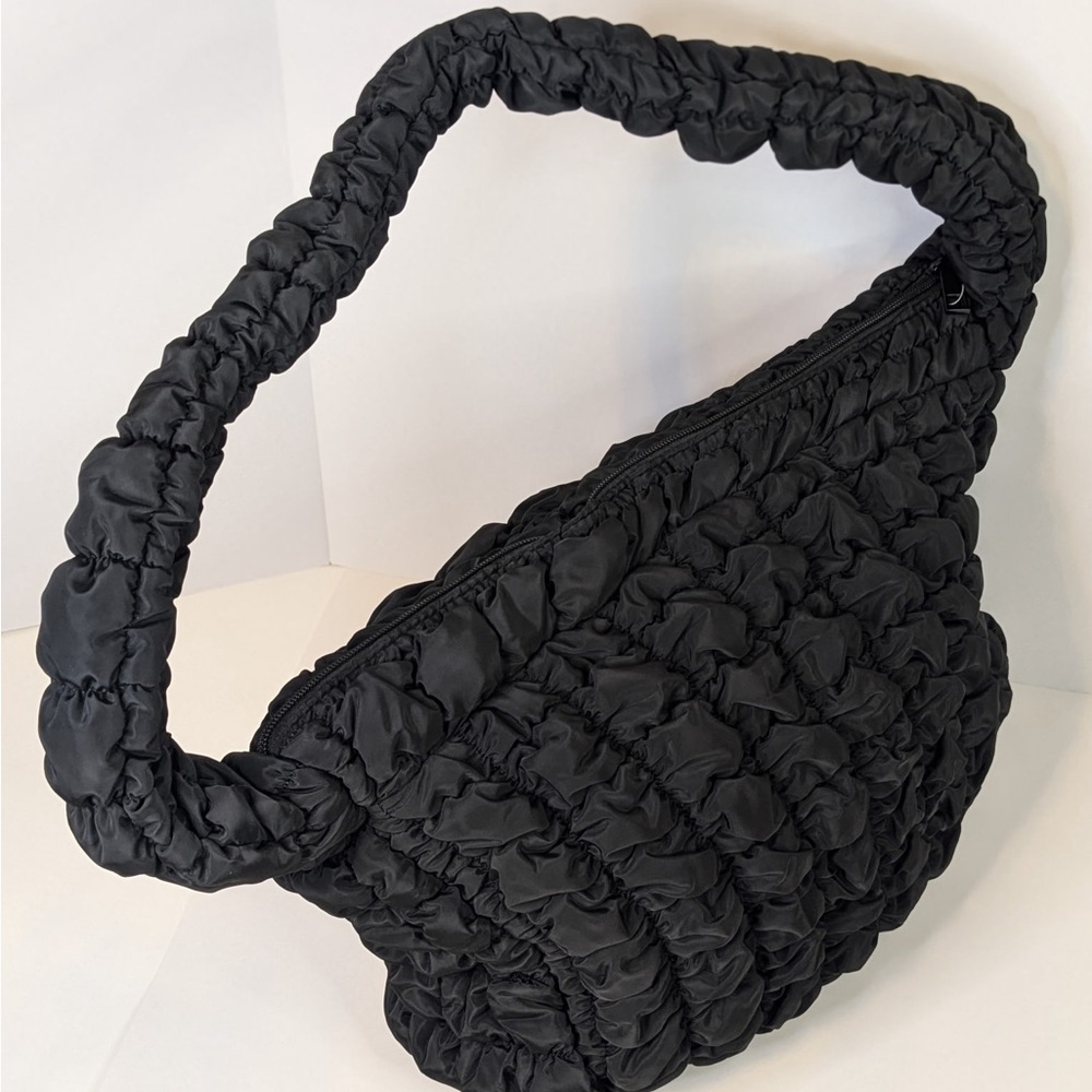 Quilted Puffy Hobo Black Shoulder Carryall Bag NWT - Picture 13 of 15